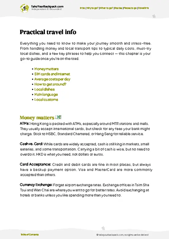 example page 7 from our offline Travel Guide for Hong Kong